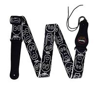 Rayzm Correa de la Guitarra y Bajo, Correa de Polyester para Guitarra Acústica/Eléctrica/bajo con Bolsillo para Púa y Diseño de Calaveras, 5cm de Ancho, Longitud Ajustable