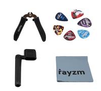 Rayzm enrollador de cuerdas de guitarra, cortador de cuerdas de guitarra/extractor de pines, 6 púas de celuloide para púas de guitarra, paño de microfibra de 30 cm para instrumentos musicales