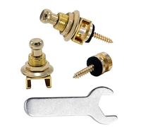Rayzm Set de Enganches para Correa de Guitarra, Seguros de Sistema de Botón para Guitarra Acústica/Eléctrica/Bajo. Mecanismo Quick Release, Botones Dorados de Metal con Llave Inglesa. (dorado)