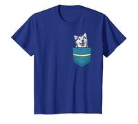 Raza Mascota Bolsillo Dueño De Perro Husky Siberiano Camiseta, Niños, Azul Real, 12 años