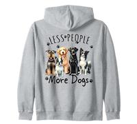 Razas de perros ilustradas divertidas y lindas "Menos personas más perros" Sudadera con Capucha