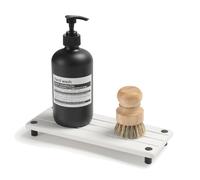 Razborci Organizador de fregadero de cocina de secado instantáneo, bandeja de fregadero de piedra de diatomeas de secado rápido, soporte de esponja, jabonera, dispensador de tocador, botella de