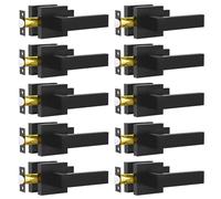 RAZCC Paquete de 10 manijas de puerta de paso, color negro mate, manijas de puerta interiores cuadradas resistentes sin llave para puerta lateral derecha e izquierda