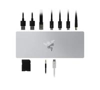 Razer Base Thunderbolt 4: 10 Puertos en 1 - Salida Dual 4K o única 8K - Hub USB A y C, Thunderbolt 3 de 2.5 GbE, Compatible con Mac y PC - Certificado Thunderbolt 4 - Carga pasante - Blanco Mercurio