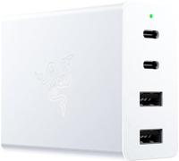 Razer Cargador USB-C GAN - Cargador rápido portátil 130W GAN (2 USB-C, 2 USB-A con Puertos de EE. UU., UE y Reino Unido) Mercury