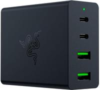 Razer Cargador USB-C GAN - Cargador rápido portátil (2 USB-C, 2 USB-A con Puertos de EE. UU., UE y Reino Unido) Negro