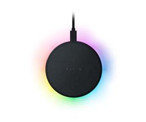 Razer Charging Pad Chroma - Cargador rápido inalámbrico para Razer Charging Puck (10 W, estación de Carga inalámbrica con iluminación RGB, Superficie de Goma Suave al Tacto) Negro