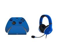 Razer Essential Duo Bundle for Xbox -Auriculares con Cable y Cargador rápido para mandos de Xbox (Diafragmas de 50 mm, Almohadillas FlowKnit de Espuma viscoelástica Transpirable, Carga rápida) Azul