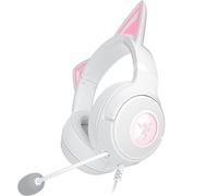 Razer Kraken Kitty V2 - Auriculares RGB con Cable y Kitty Ears para Juegos y Streaming (325 g, transductores Triforce de 40 mm, micrófono cardioide HyperClear, Sonido Envolvente) Blanco