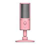 Razer Seiren X - Micrófono Streaming, con USB para transmisión, compacto con amortiguador (patrón de grabación supercardioide, sin latencia, botón de silencio, conexión de auriculares) Quartz