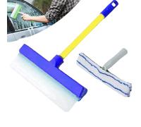Raznave Squeegee, Raznave Window Cleaner, 3 in 1 Window Cleaning Scraper, with Silicone Squeegee & Microfiber Scrubber, Easy to Clean Without Streaks, for All Glass (Blue)