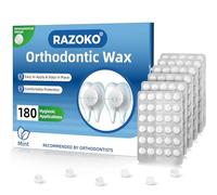 RAZOKO Cera de ortodoncia para aparatos ortopédicos, 180 puntos de cera dental, sabor menta, envolturas individuales higiénicas, fuerte adherencia para soportes y cables
