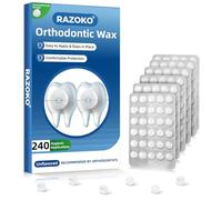 RAZOKO Cera de ortodoncia para aparatos ortopédicos, 240 puntos de cera dental, envolturas individuales higiénicas, fuerte adherencia para soportes y cables, sin sabor
