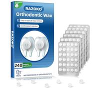 RAZOKO Cera de ortodoncia para aparatos ortopédicos, 240 puntos de cera dental, sabor menta, envolturas individuales higiénicas, fuerte adherencia para soportes y cables