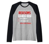 Razones por Las Que Hago Ejercicio Fitness Entrenamiento Gimnasio motivación Cita Camiseta Manga Raglan