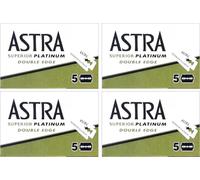Razor Blades Club 20 Cuchillas de Afeitar Astra Superior Platinum Verdes, Doble Filo, Acero Inoxidable con Recubrimiento de Platino
