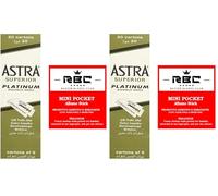 Razor Blades Club - Astra, 100 hojas de afeitar con cerinos hemostáticos (Paquete de 2)