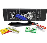 Razor Blades Club Imperio Romano de Afeitar Hércules Nueva Maquinilla de Afeitar Recta | Maquinilla de Afeitar Profesional para Barba, Bigote y Contornos Azul 20 Unidades (Paquete de 1)