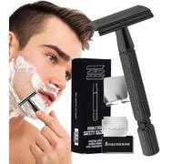 Razoras de doble borde, maquinillas de seguridad para hombres, Recortadora de barba de doble borde, Maestría para afeitar y cómodo, rasurador manual con 5 recargas para preparación facial