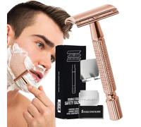 Razoras de doble borde, maquinillas de seguridad para hombres - Recortadora de barba de doble filo,Mastreras de seguridad para hombres con recortador de precisión para el uso de viajes a casa, con 5 r