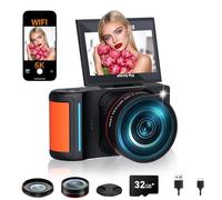RAZPLYN Cámara digital con sensor CMOS de alta resolución de 64 MP, capacidad de grabación de video de 2.5K, para creadores de contenido, vloggers, aventureros (XJ211 negro)