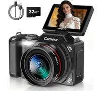 RAZPLYN Cámara digital con sensor CMOS de alta resolución de 64 MP, capacidad de grabación de video de 2.5K, para creadores de contenido, vloggers, aventureros (XJ311 negro)