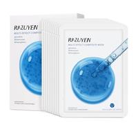 RAZUYEN Men Mascarilla Facial de Carbón para Hombre, 10 Hojas, Mascarilla Calmante con Ácido Hialurónico y Centella Asiática, Ideal tras el Deporte o el Afeitado, para Piel Seca y Sensible