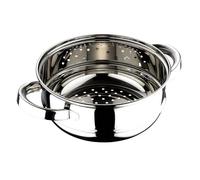RB RENBERG Steam Chef - Olla Vaporera de Acero Inoxidable - 24 cm - Acabado Brillante - Mango Hueco Plateado - Apta para Inducción y Todo tipo de Fuegos