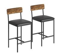 RBFGYIOP Set de 2 Taburetes de Bar Altos Estilo Retro - Sillas de Cocina Tapizadas en PU con Respaldo Curvo y Reposapiés, Banco Alto Vintage para Barra, Isla o Comedor, 35x47x95 cm