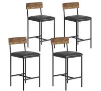 RBFGYIOP Set de 4 Taburetes de Bar Altos Estilo Retro Vintage - Sillas de Cocina Tapizadas en PU con Respaldo y Reposapiés, Banco Alto para Barra, Isla, Comedor o Cafetería, Color Retro