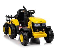 RBFGYIOP Tractor eléctrico Infantil 12 V Remolque extraíble - Motor Doble 35 W - 3 velocidades Control Remoto Parental - Música MP3/inalámbrica/USB - Luces - 6 Ruedas Juguete Montar (Amarillo)