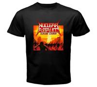 RBGhetf333 NUCLEAR-ASSAULT-GAME-OVER-86-Trash-Metal-Band-Black-T-Shirt