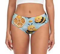 rbghnm Calzoncillos suaves y transpirables de cobertura completa con estampado de panal de miel, cómodos y elásticos de talla grande para mujer, Negro, XL