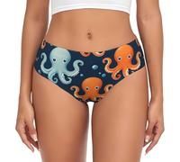 rbghnm Calzoncillos suaves y transpirables de cobertura completa para mujer, con estampado de pulpo, cómodos y elásticos, tallas grandes, Negro, L