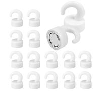 Rbleote 16 Unidades Ganchos Magnéticos De Blanco,Mini Powerful Ganchos Magneticos,Multifuncional Imanes Con Gancho,Adecuado Para Oficinas,Campings,Cocinas,Aulas,Cruceros Y Talleres (Blanco)