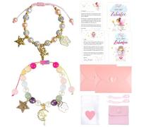 Rbleote 2 unidades de regalo de hada de los dientes, pulsera con diseño de hada de los dientes, tarjeta postal rosa con perlas, regalo sorpresa de diente de leche, hada de los dientes, sorpresa para
