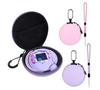 Rbleote Juego de 2 protectores para Tama-gotchi para-dise para mascotas, Eva rígida, con cordón y llavero, protección completa, impermeable, anticaídas, fácil de llevar (morado, rosa)