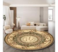 RBQIZVW Alfombras Redondas Amarillo Dorado Esponjosa de Cama 180 cm Microfibra Suave Alfombra Círculo Salón Dormitorio Antideslizante Lavable Estampados Vintage Muy Suave Redonda Alfombra de área