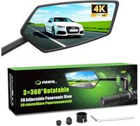 RBRL Espejo de bicicleta | 3D ajustable para visión panorámica | 360° giratorio y plegable | Espejo retrovisor de cristal auténtico resistente a roturas | Espejo de manillar compacto duradero para