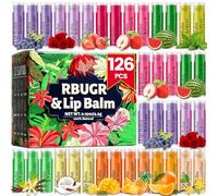 RBUGR - Paquete de 126 bálsamos labiales, paquete de 12 bálsamos labiales saborizados, bálsamo labial natural, bálsamo labial orgánico hidratante