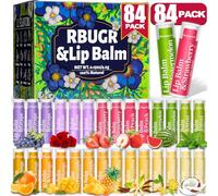 RBUGR- Paquete de 84 bálsamos labiales, 12 bálsamos labiales con sabor, paquete de bálsamo labial orgánico natural con vitamina E para labios secos y agrietados
