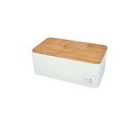 RBV BIRKMANN Panera con tapa 33x18cm metal/bambú blanco