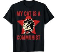 RBYSV Aisili My Cat Is A Communist Vintage Funny Cat Lover Saying T-Shirt Black L