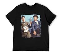RBYSV Laurel and Hardy Funny Comedic Duo Legends Fan T Shirt Blue