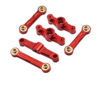 RC Accesorios para Tamiya para TT02 para TT-02D 1/10 RC Drift Piezas De Coche Rodamiento Bolas Aluminio Manivela Conjunto Enlace Dirección(Red)