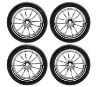 RC Accesorios para Tamiya para TT02 XV01 para HSP 94123 para HPI para KYOSHO para WLtoys 1/10 4 Uds Ruedas De 64mm con Neumáticos Goma Universal On-Road RC(Silver)