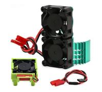 RC Accesorios para Traxxas para Slash para Stampede para Rustler para Hoss Velineon Juego De Ventilador Doble Disipador Calor Pieza Actualización Coche RC(Green)