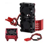 RC Accesorios para Traxxas para Slash para Stampede para Rustler para Hoss Velineon Juego De Ventilador Doble Disipador Calor Pieza Actualización Coche RC(Red)