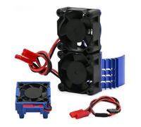 RC Accesorios para Traxxas para Slash para Stampede para Rustler para Hoss Velineon Juego De Ventilador Doble Disipador Calor Pieza Actualización Coche RC(Blue)