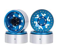 RC Accesorios para Trx4 para Trx6 para Scx10 Gen7 Gen8 1/10 1,9 Pulgadas Juego De Llantas Ruedas Beadlock Aluminio para Cubo Compensación Ajustable RC(Blue)